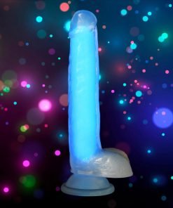 7 Inch Glow-in-the-Dark Silicone Dildo with Balls - Blue